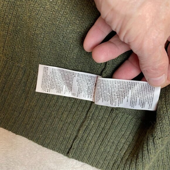 Gap Women's Cardigan Sweater M Olive Green Open Wool Blend - Picture 9 of 11